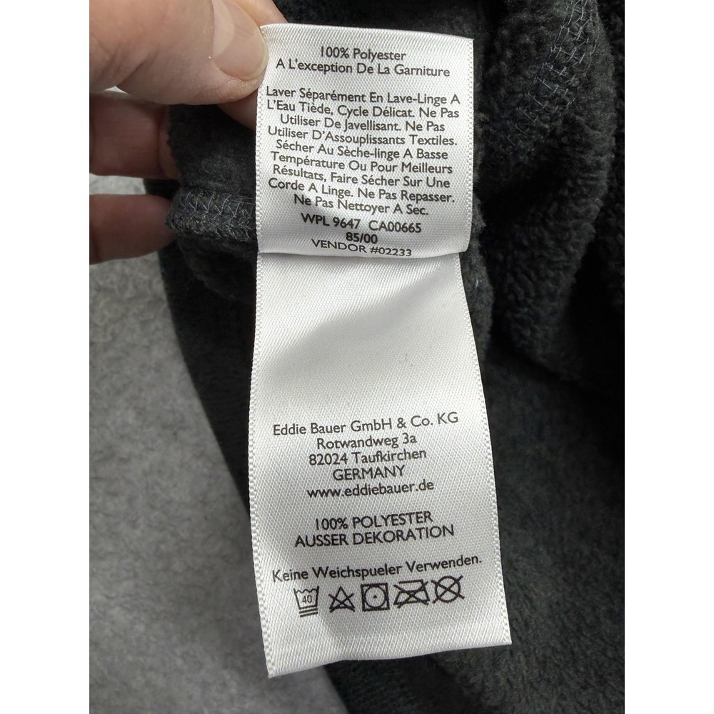 Eddie Bauer Pullover Mens Large Gray 1/4 Zip Fleece Mock Neck Hiking Sweater - Picture 10 of 12